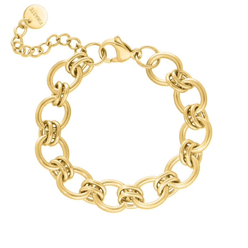 Statement Bracelet Round Chains Gold Plated
