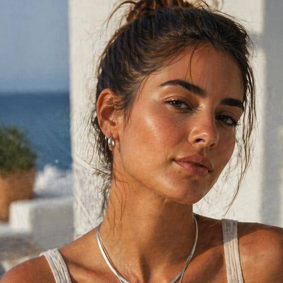 Bohemian heart necklace on model
