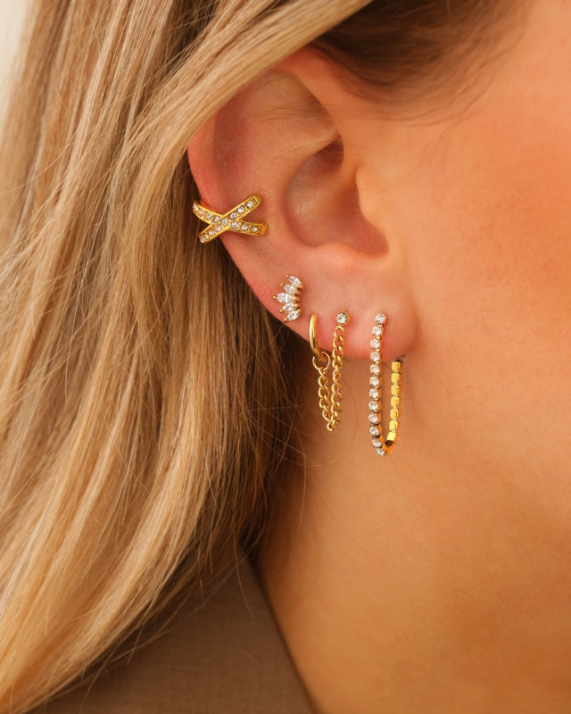 Stud Earrings Sparkling Gold