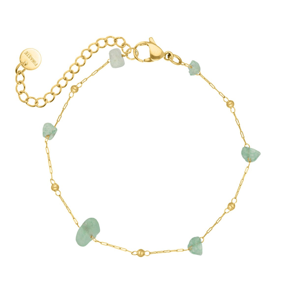 Anklet Green Beads Gold