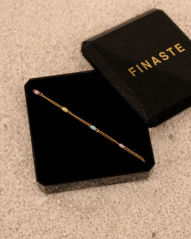 Anklet with Beaded Pastel Gold