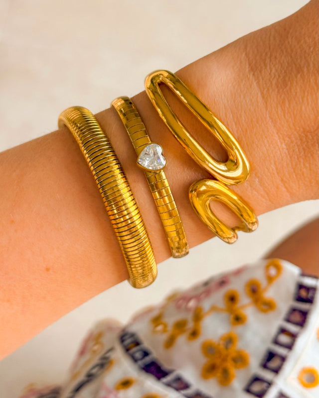 Snake Bracelet Heart Gold