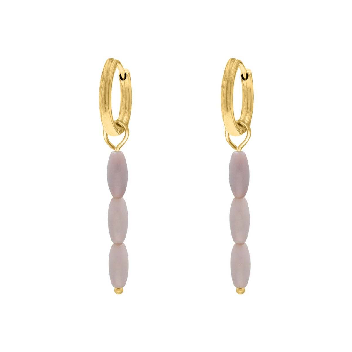Earrings Purple Beaded Gold