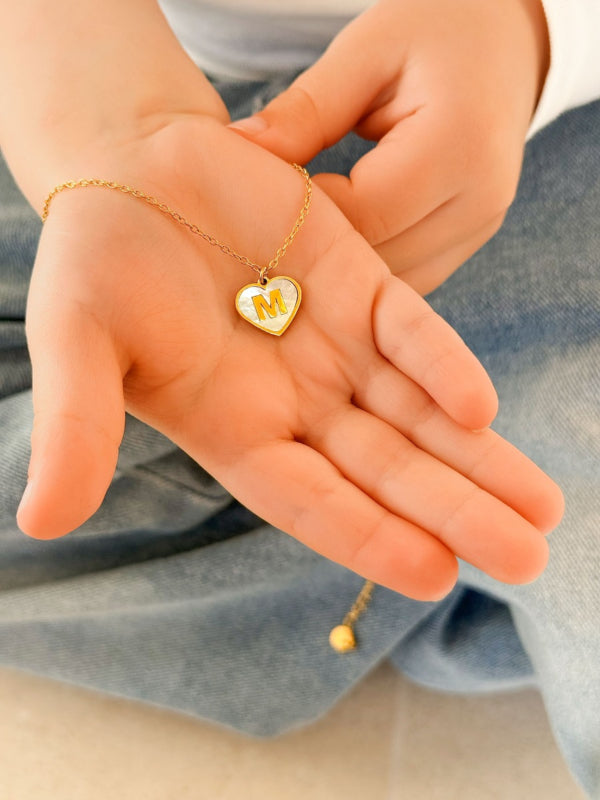 Letter Necklace Luxury Heart Gold
