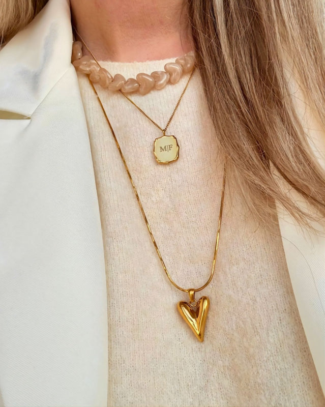 Long Necklace Heart Gold