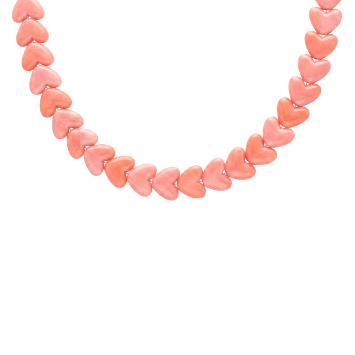 Beaded Necklace Hearts Orange