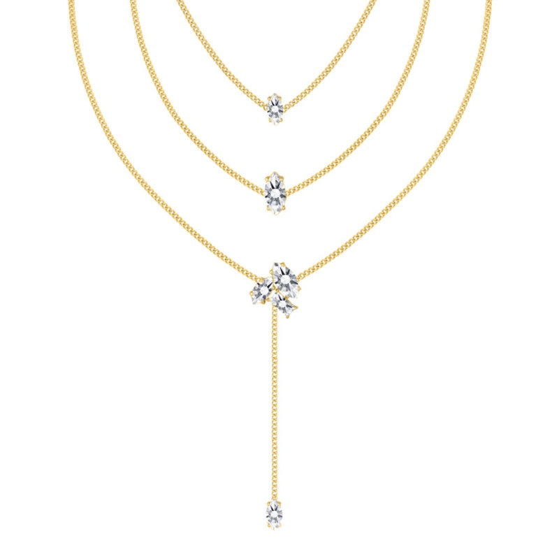 Triple Necklace with Crystal Gold