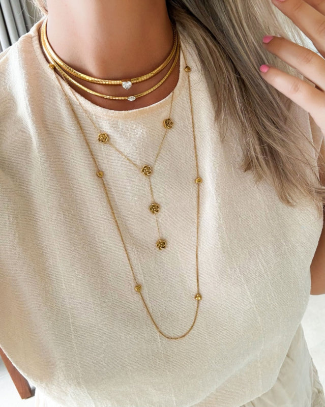Y Necklace with Roses Gold