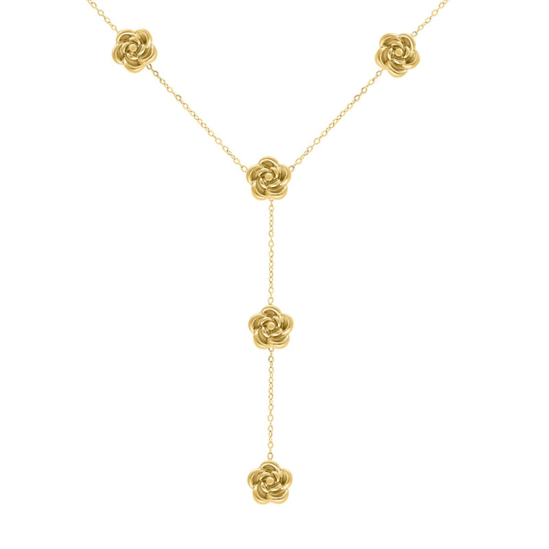 Y Necklace with Roses Gold