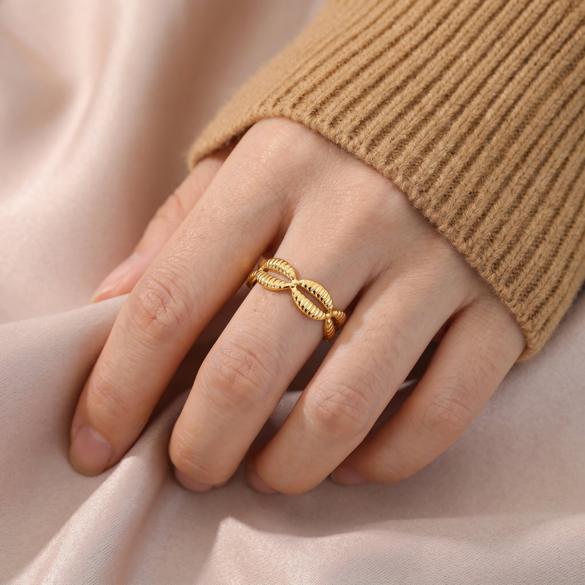 Gold shell ring lifestyle