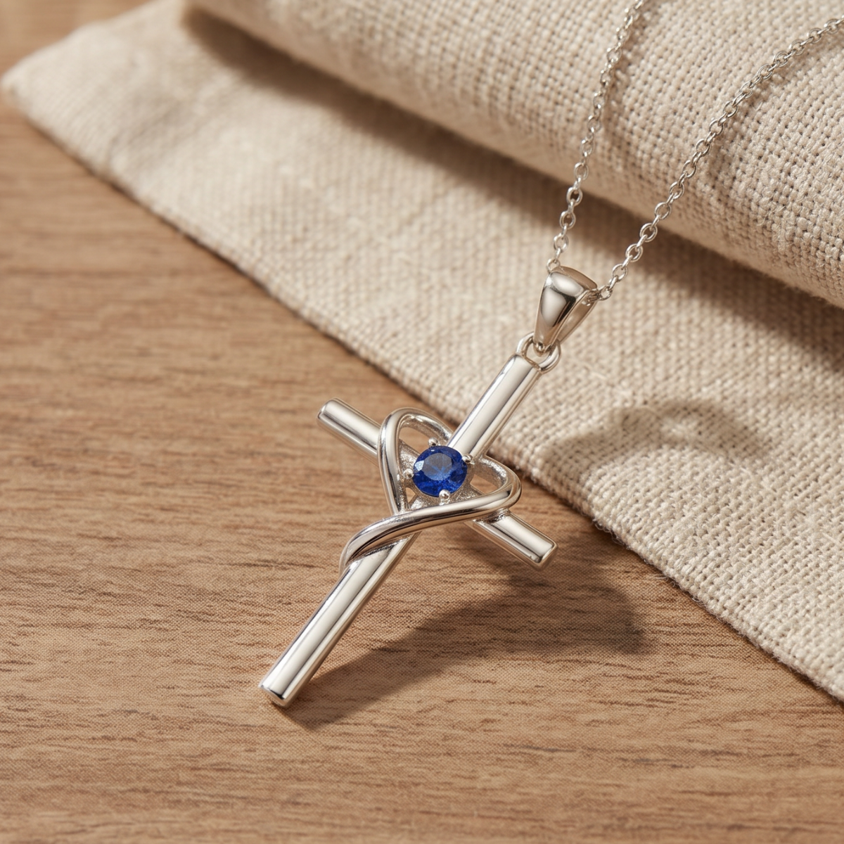 Sapphire Cross Necklace