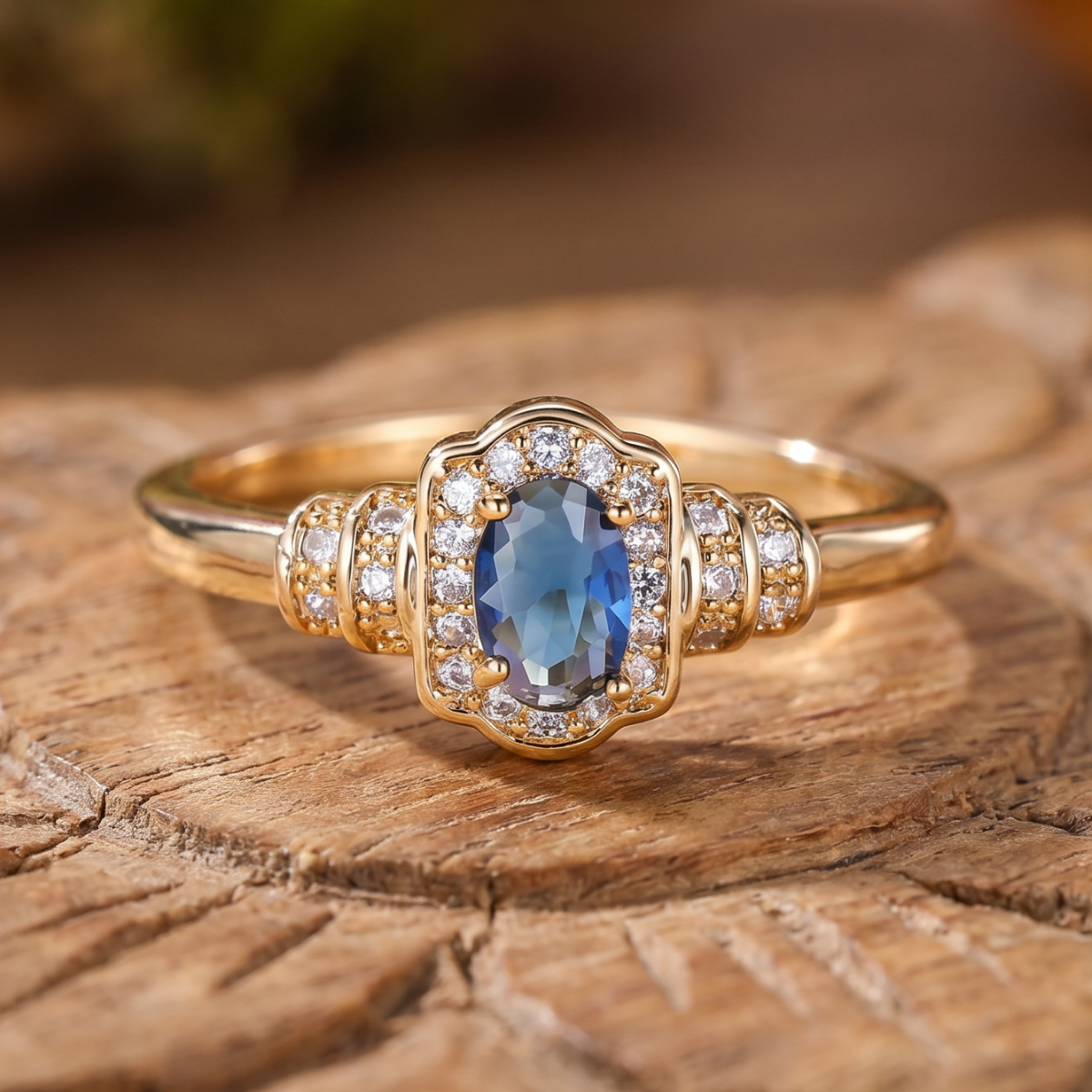 Heirloom Sapphire Halo Crystal Ring