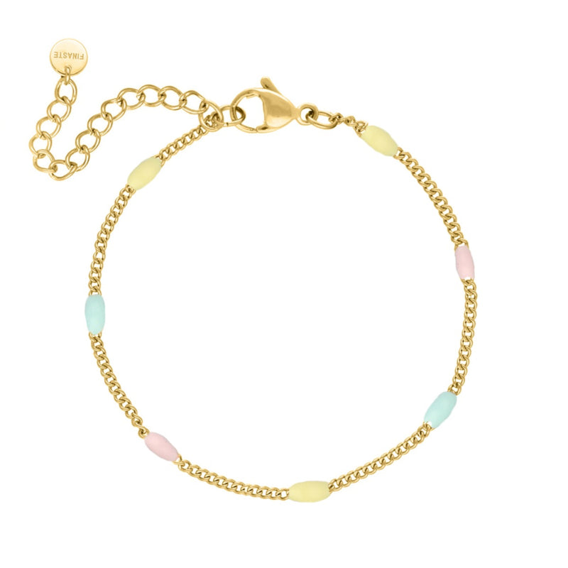 Anklet with Beaded Pastel Gold