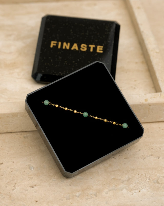 Anklet Beaded Green Gold