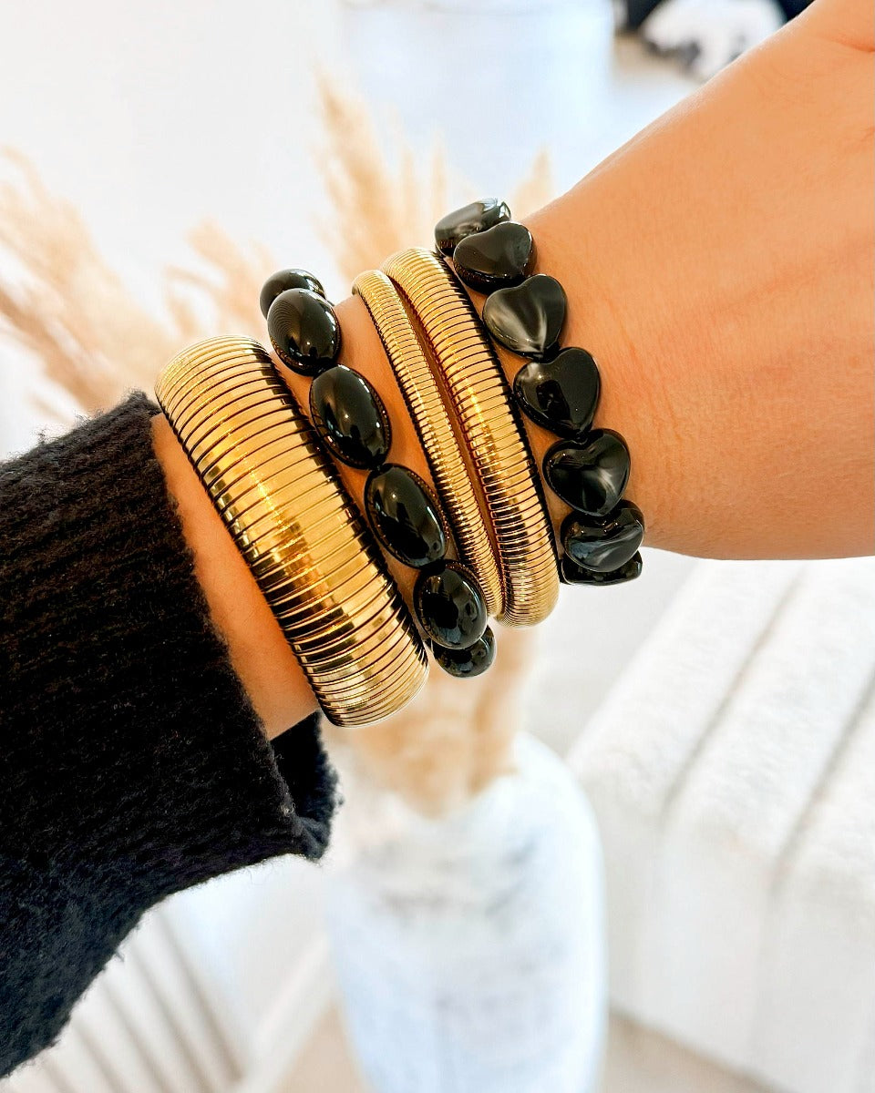 Black Hearts Bracelet Beaded