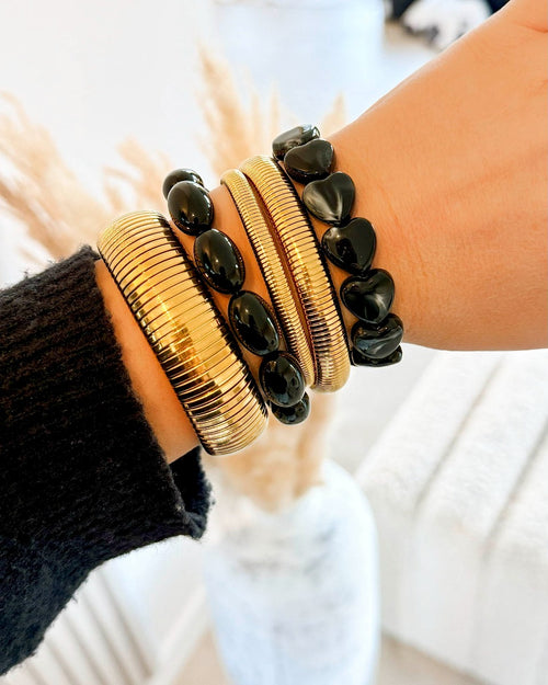 Black Hearts Bracelet Beaded
