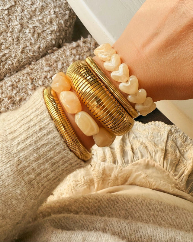 Beaded Bracelet Butter Yellow Stones