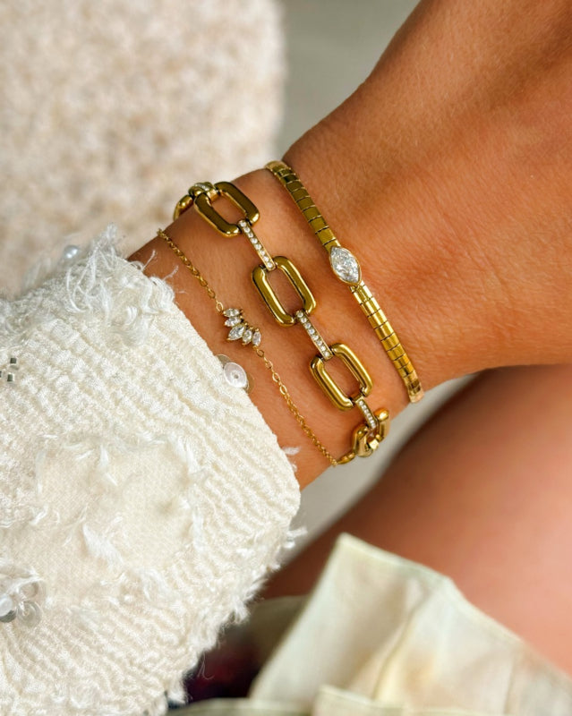 Snake Bracelet with Stone Gold