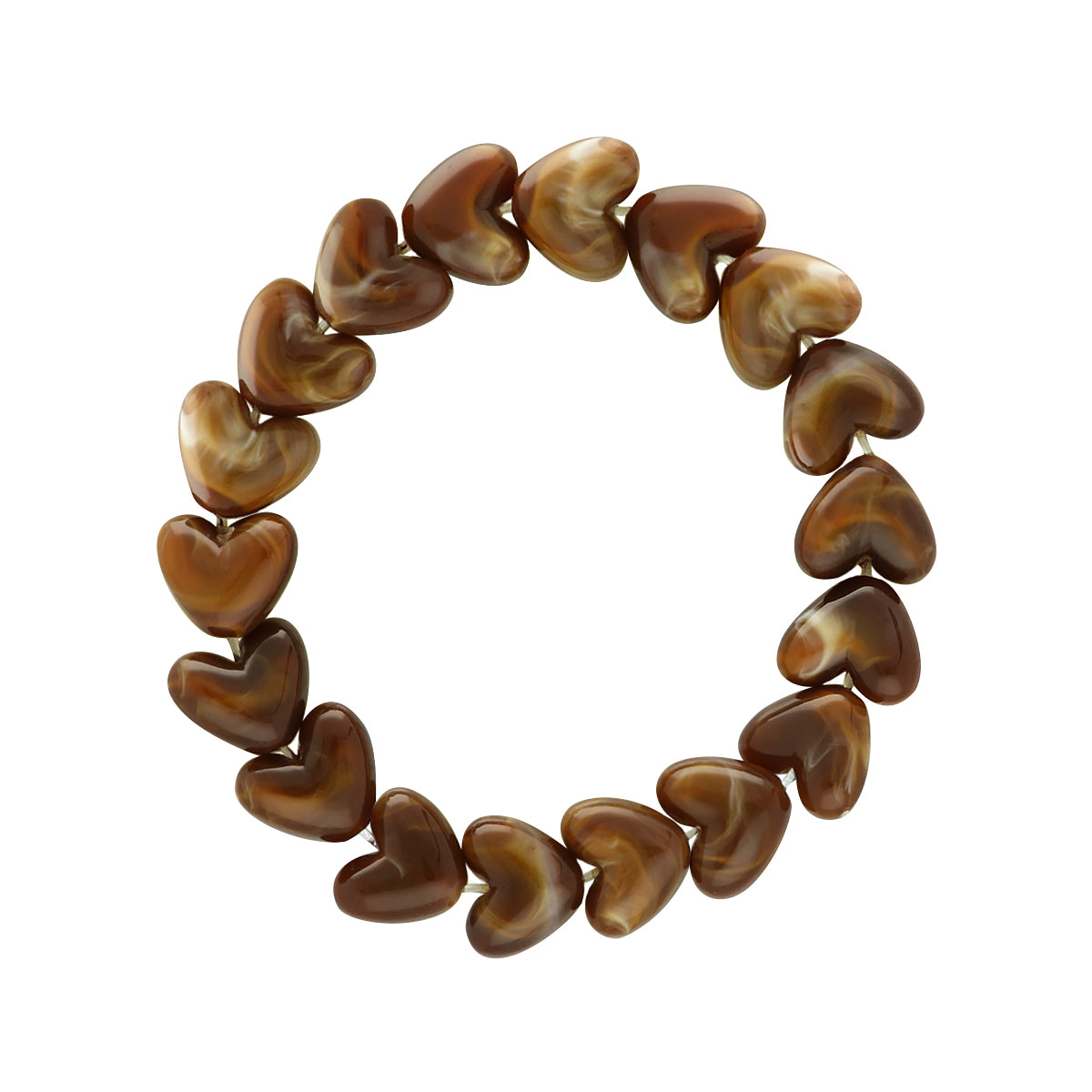 Beaded Bracelet Hearts Brown