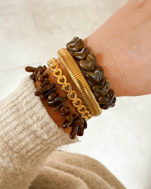 Beaded Bracelet Crystal Mix Brown