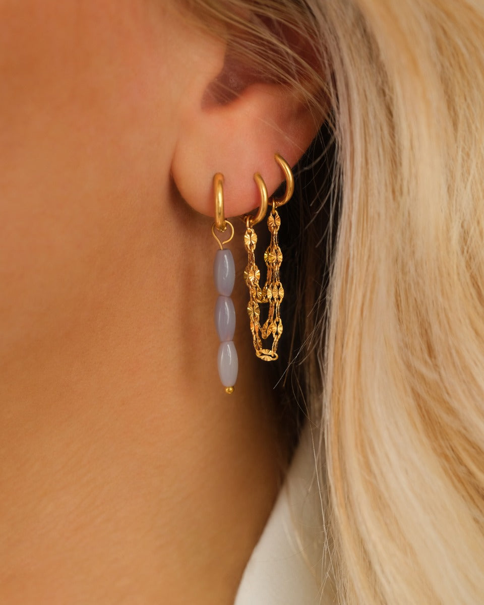 Earrings Purple Beaded Gold