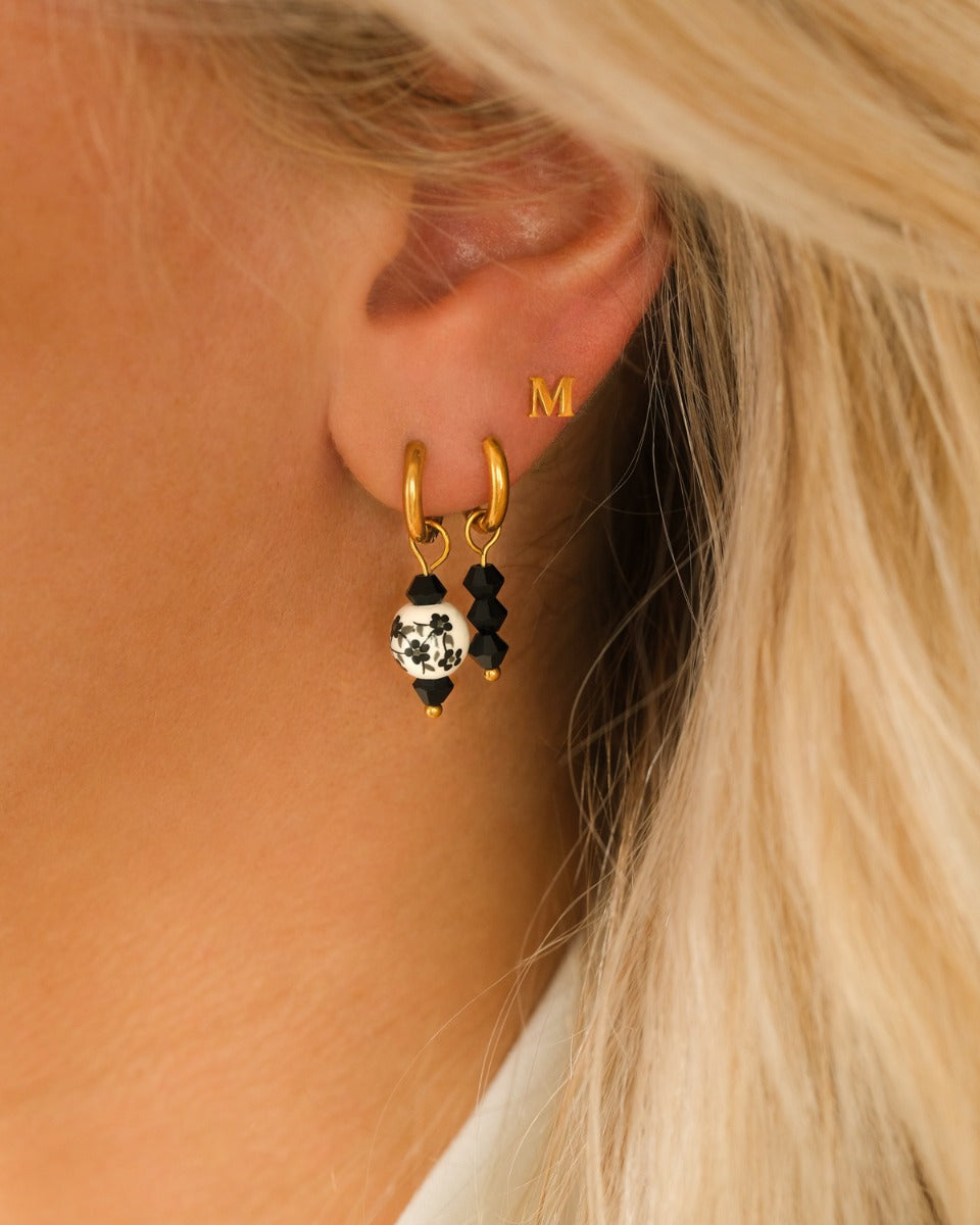 Mini Earrings Black White Gold