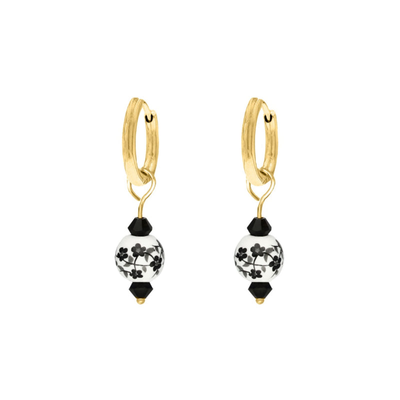 Mini Earrings Black White Gold