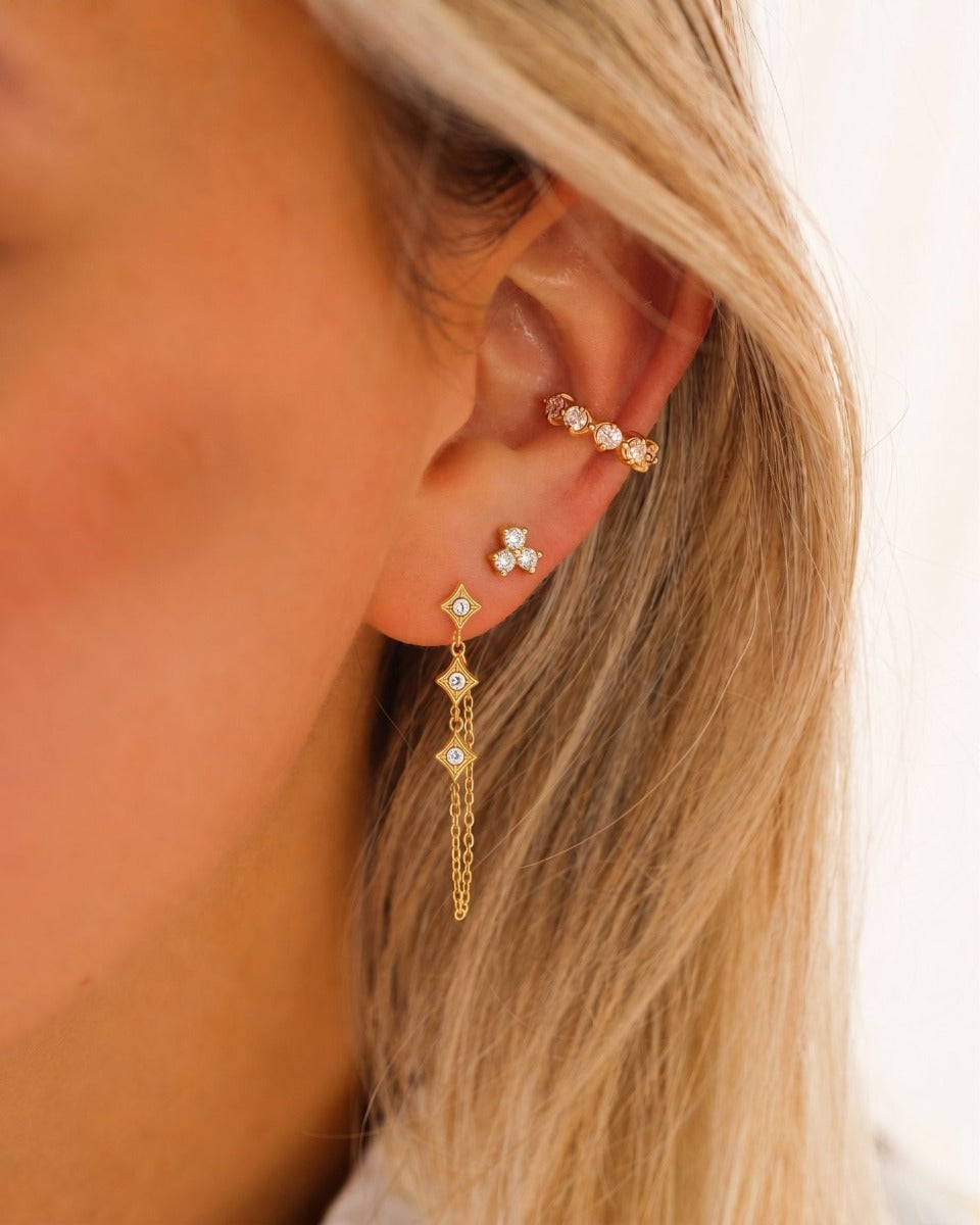 Necklace Earring with Geometric Gold