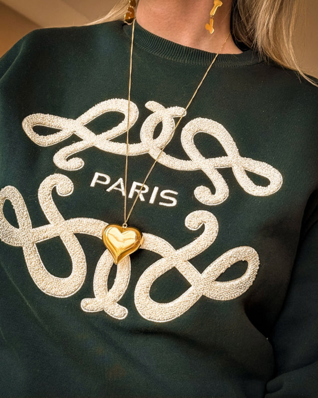 Long Necklace Statement Heart Gold