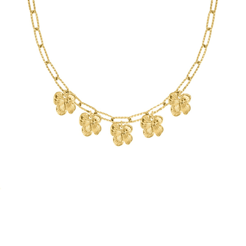 Chain Necklace with Flower Gold