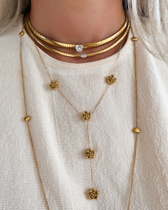 Y Necklace with Roses Gold