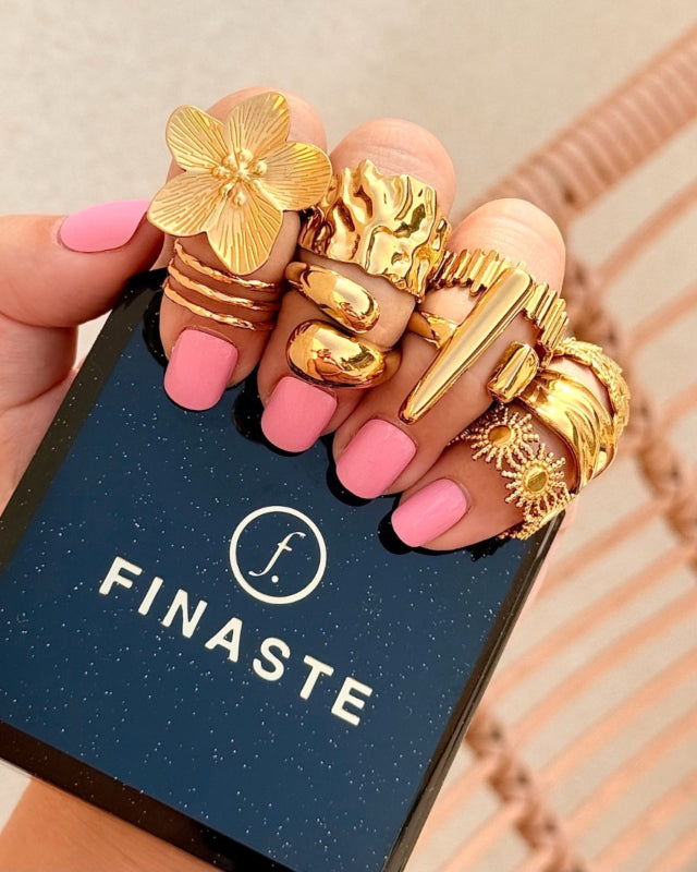 Ring Chunky Teardrops Gold Plated