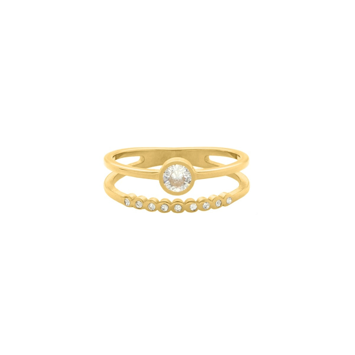 Double Ring with Crystal Gold