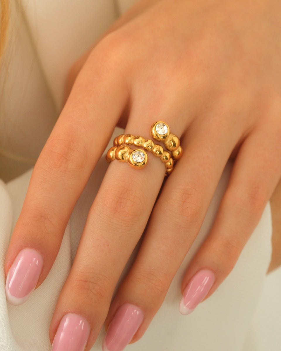 Triple Ring with Crystal Gold
