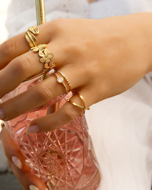 Adjustable Ring Striped Gold
