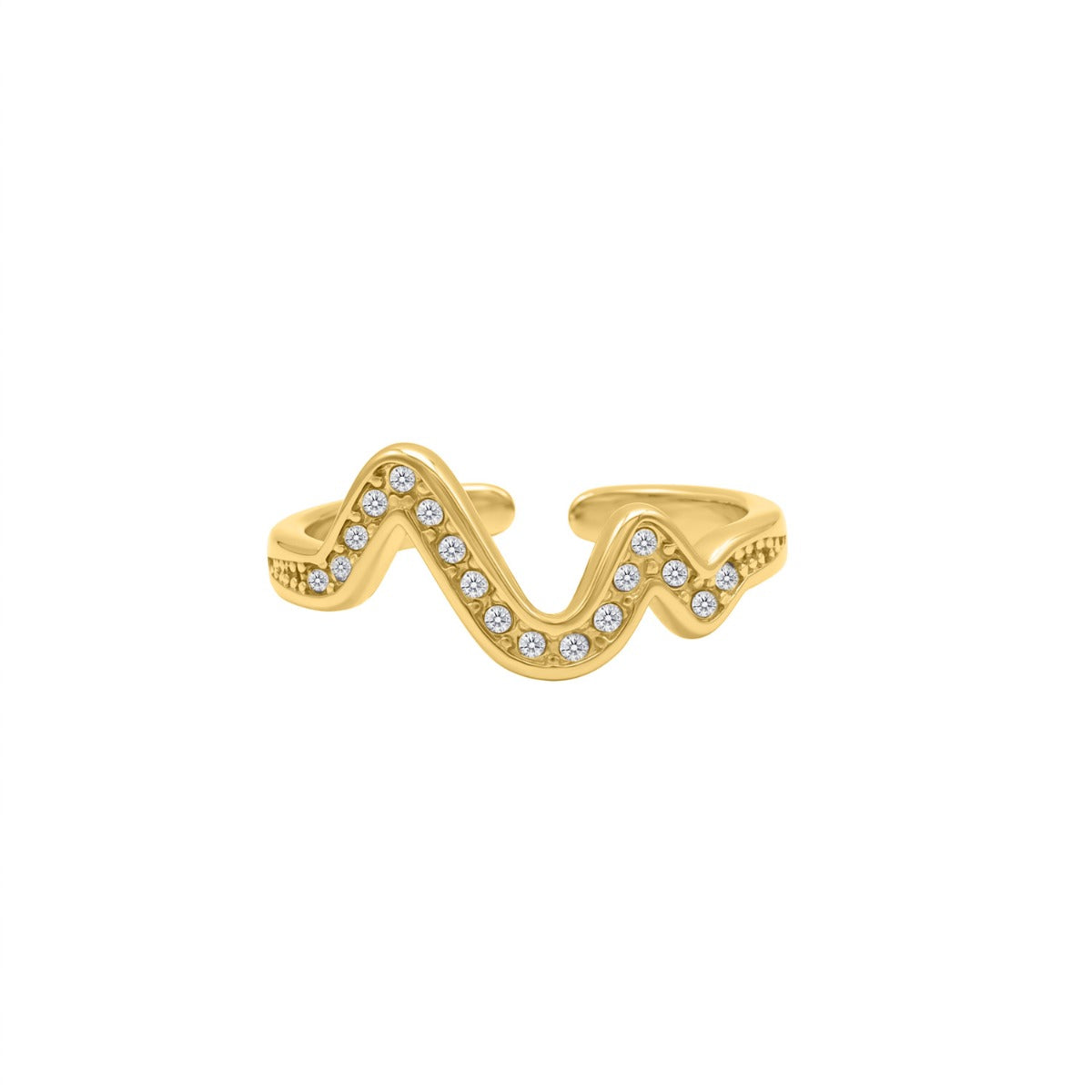 Wave Ring with Crystal Gold