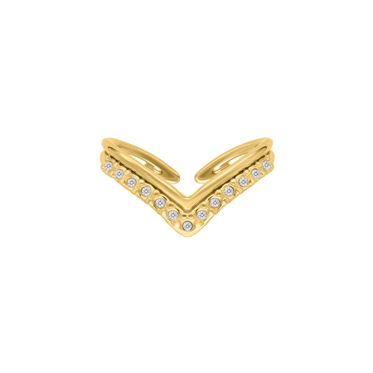 V Ring with Crystal Gold