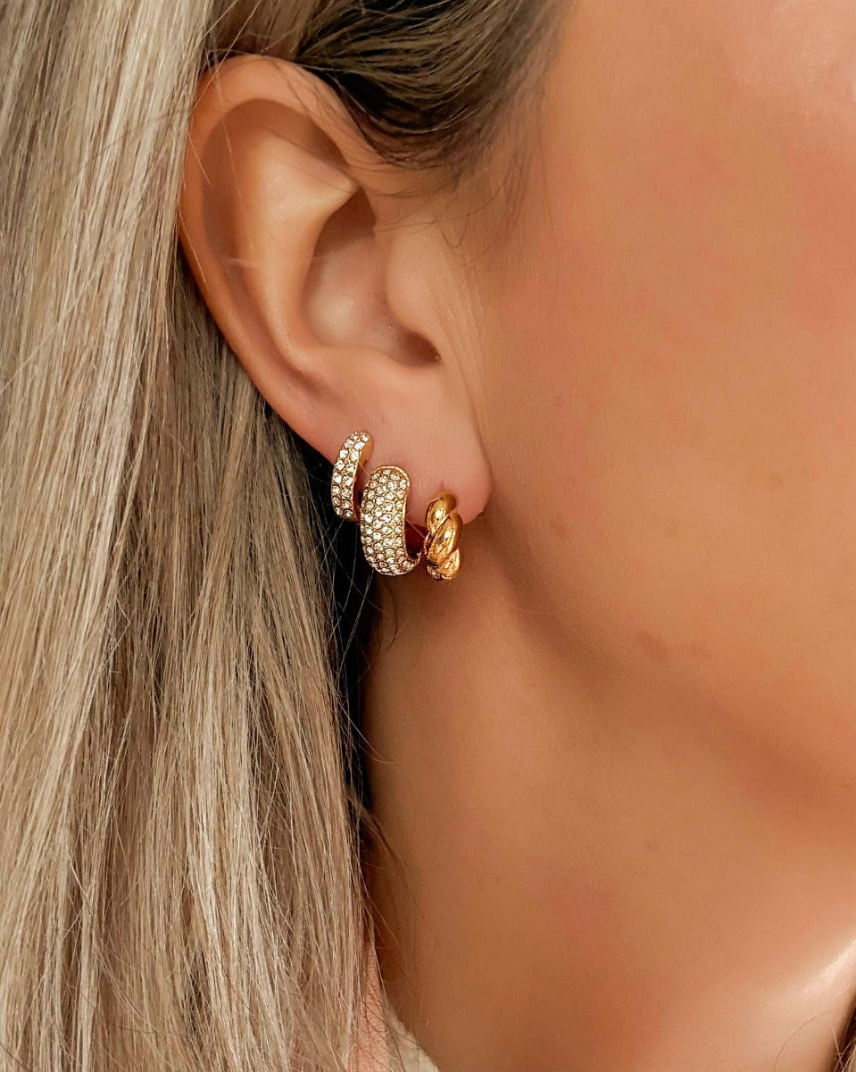 Earrings Set with Crystal Gold