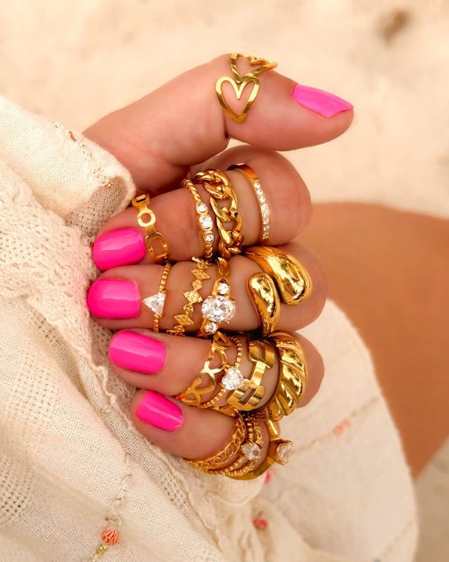 Ring Chunky Teardrops Gold Plated