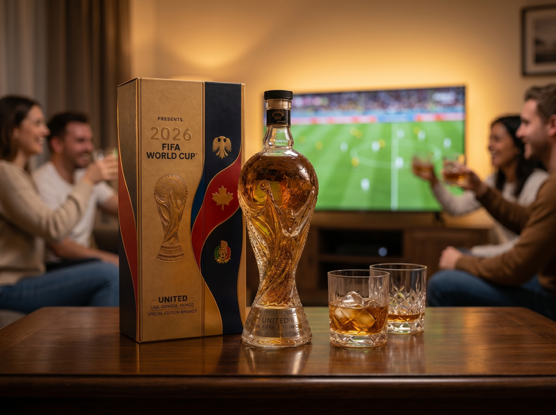 Friends celebrating with World Cup bottle