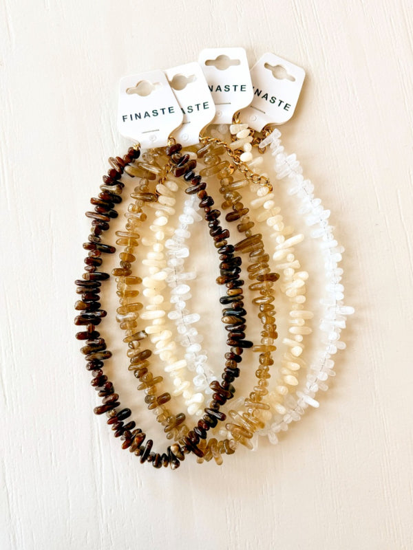 Beaded Necklace Crystal Mix Brown