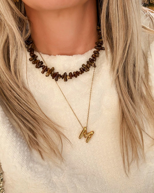 Beaded Necklace Crystal Mix Brown
