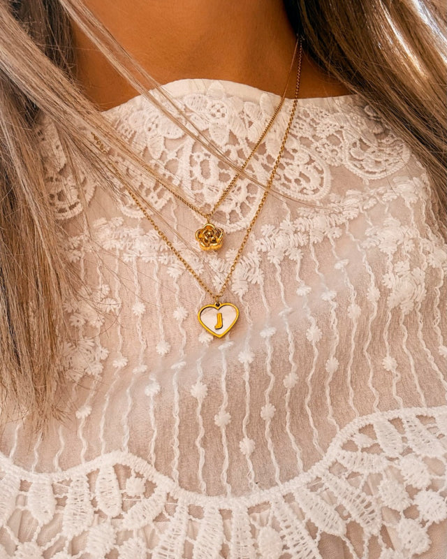 Letter Necklace Luxury Heart Gold