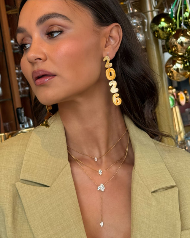 Triple Necklace with Crystal Gold