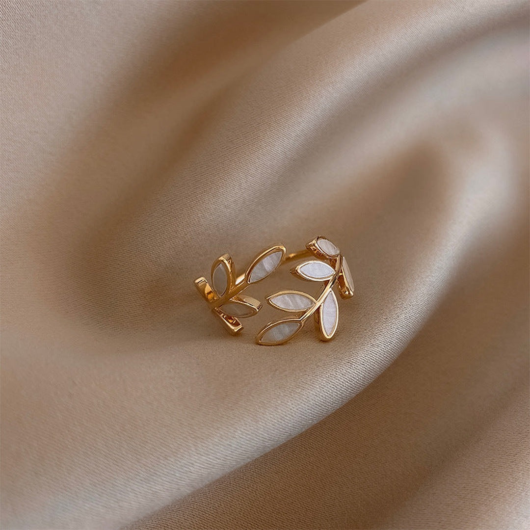 Opal leaf ring gold campaign image